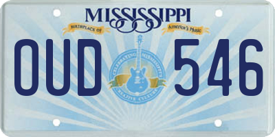 MS license plate OUD546