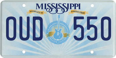 MS license plate OUD550