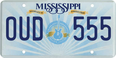 MS license plate OUD555