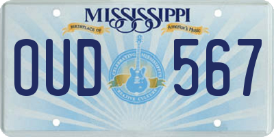 MS license plate OUD567