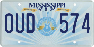 MS license plate OUD574