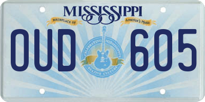 MS license plate OUD605