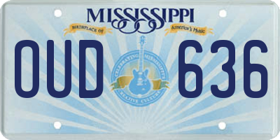 MS license plate OUD636