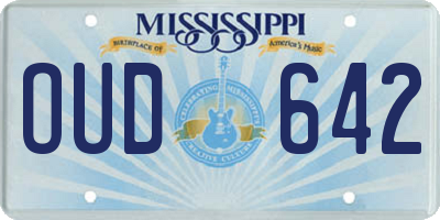 MS license plate OUD642