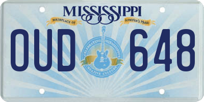 MS license plate OUD648