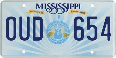 MS license plate OUD654