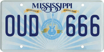 MS license plate OUD666