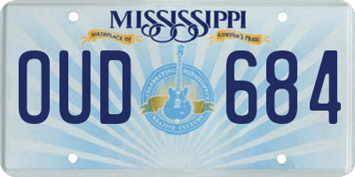 MS license plate OUD684