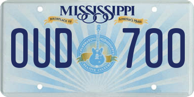 MS license plate OUD700
