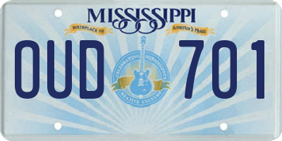 MS license plate OUD701