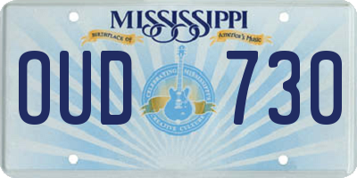 MS license plate OUD730