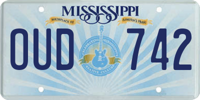 MS license plate OUD742