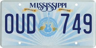 MS license plate OUD749