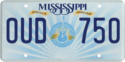 MS license plate OUD750