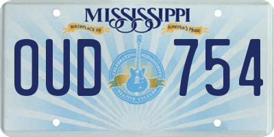 MS license plate OUD754