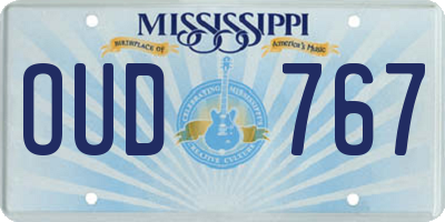 MS license plate OUD767