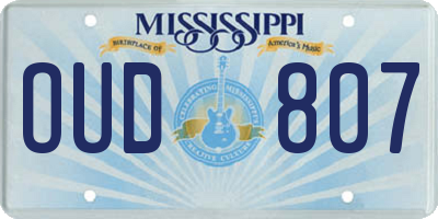 MS license plate OUD807