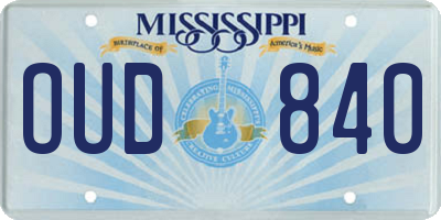 MS license plate OUD840
