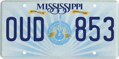 MS license plate OUD853