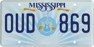 MS license plate OUD869