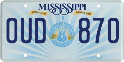 MS license plate OUD870