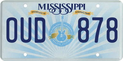 MS license plate OUD878