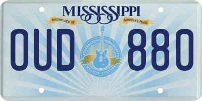 MS license plate OUD880