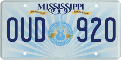MS license plate OUD920