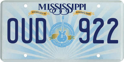 MS license plate OUD922