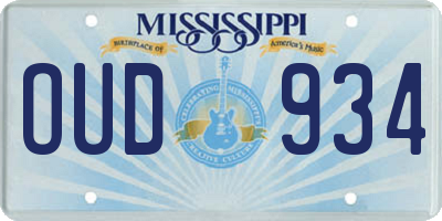 MS license plate OUD934