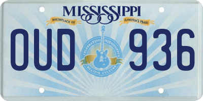 MS license plate OUD936