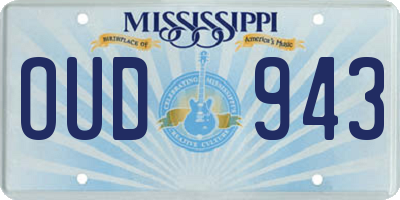 MS license plate OUD943