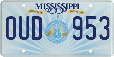 MS license plate OUD953