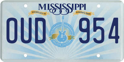 MS license plate OUD954