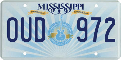 MS license plate OUD972