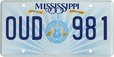 MS license plate OUD981