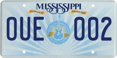 MS license plate OUE002