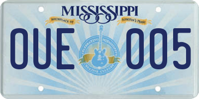 MS license plate OUE005
