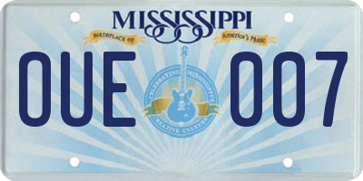 MS license plate OUE007