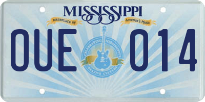 MS license plate OUE014