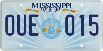 MS license plate OUE015