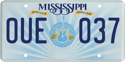 MS license plate OUE037
