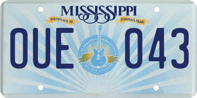 MS license plate OUE043