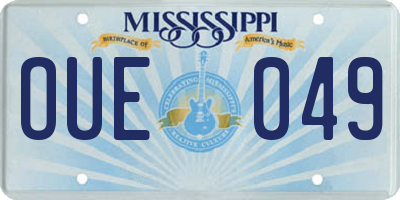 MS license plate OUE049