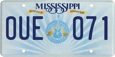 MS license plate OUE071