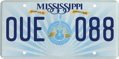 MS license plate OUE088