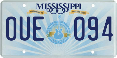 MS license plate OUE094