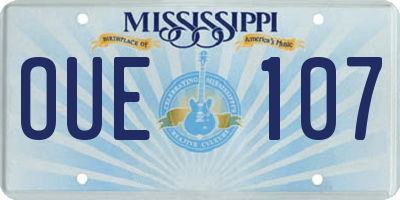 MS license plate OUE107