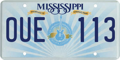 MS license plate OUE113