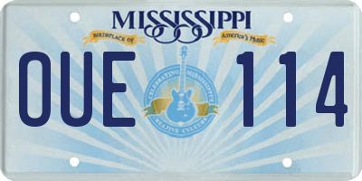 MS license plate OUE114